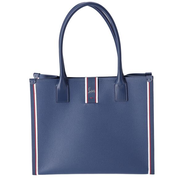 Christian Louboutin Nastrolbi Tote Bag Blue Red White Leather - Picture 1 of 8